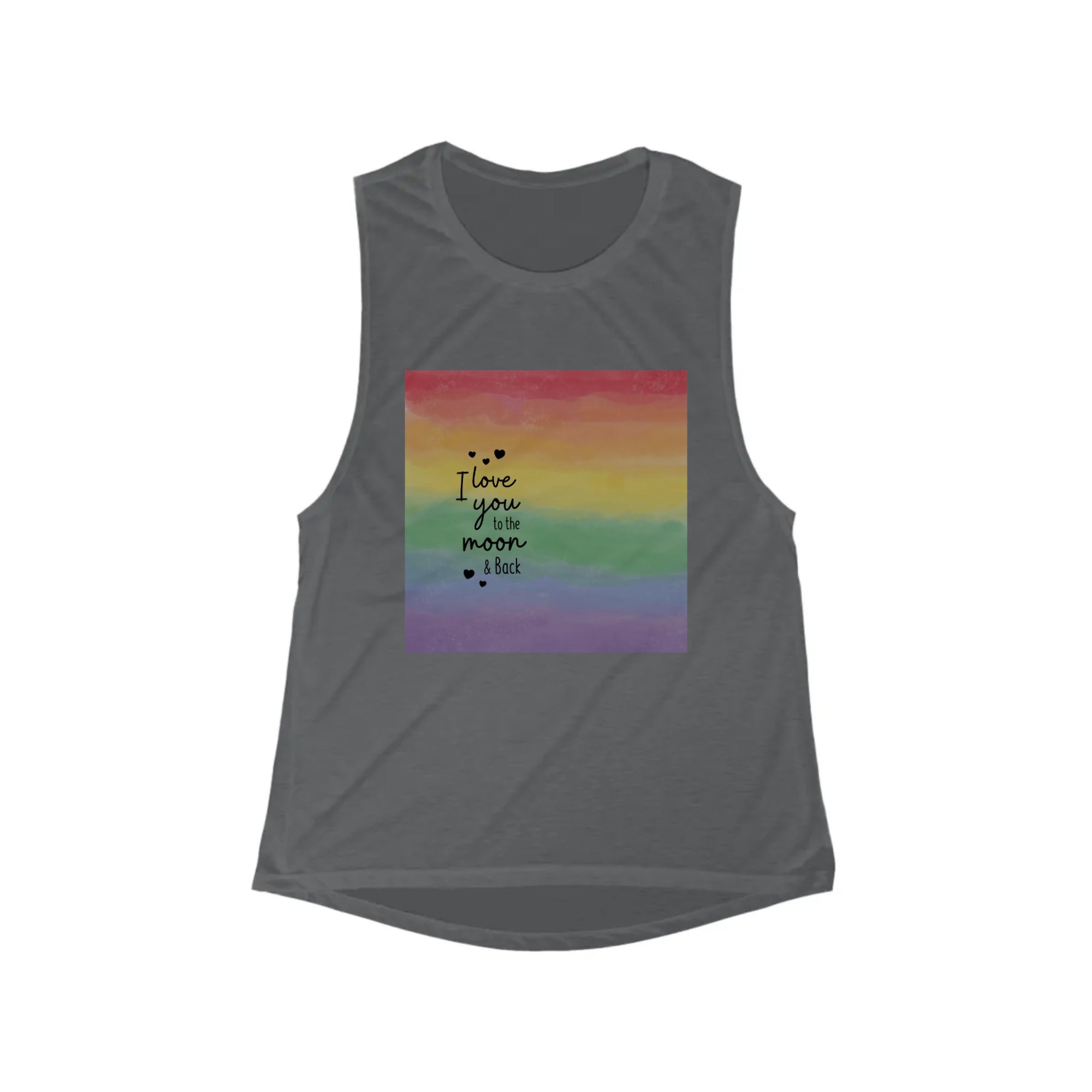 I Love you to the moon & back | Women's Flowy Scoop Muscle Tank